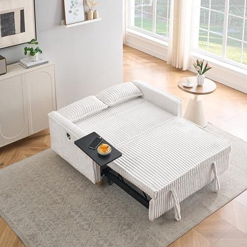 Eafurn 3-in-1 Convertible Pull-Out Sofa Bed with Storage Armrest