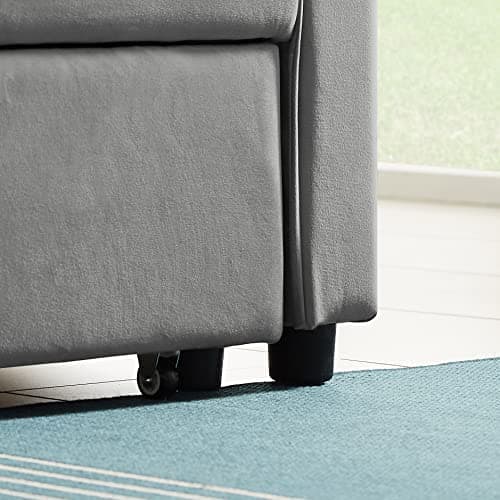 Antetek 3-in-1 Velvet Sleeper Sofa Bed, Grey, 54"
