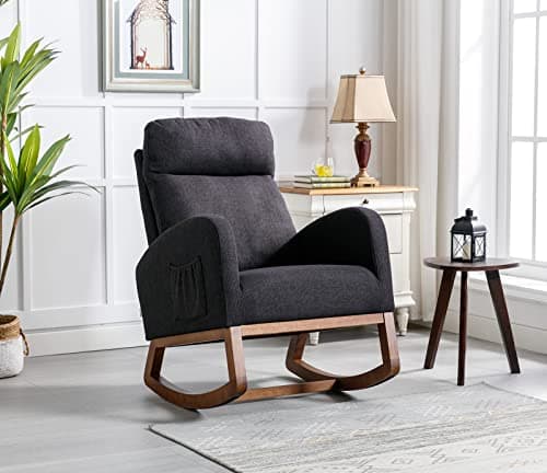 Antetek Beige Modern Accented Rocking Chair for Kids & Babies