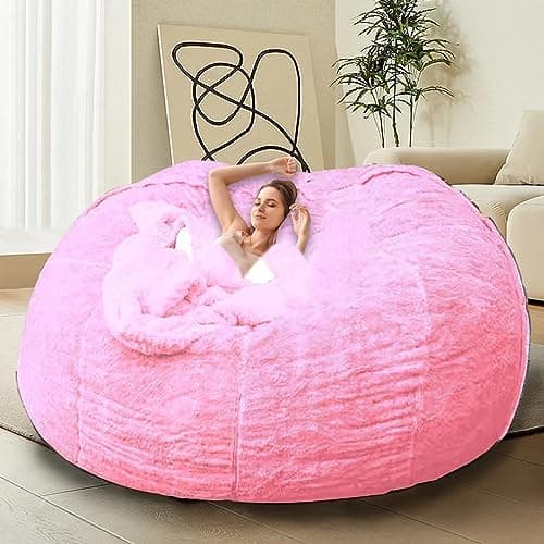 Giant Grey Bean Bag Chair for Adults & Kids, Filling-Free & Comfy