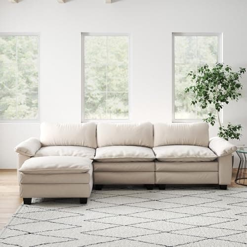 Oversized Velvet L-Shaped Sofa for Living Room and Bedroom
