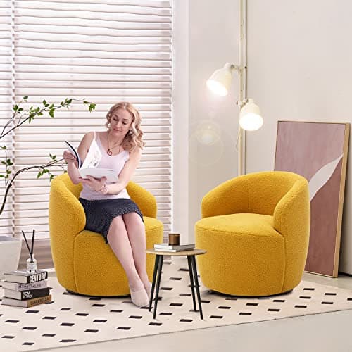 Antetek 360 Degree Swivel Barrel Chair, Modern Green Nursery & Living Room Accent Chair