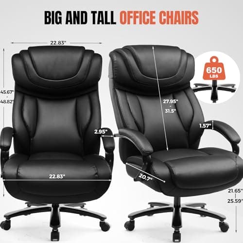 COMHOMA Big and Tall 650lbs Ergonomic Computer Chair with Thickened Armrests