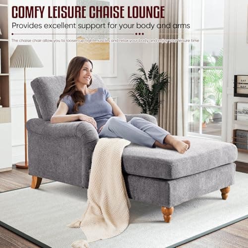 Antetek Adjustable Backrest Lounge Chair Indoor Grey