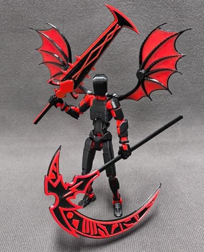 13 Charm Action Figures, 3D Printed Robot Set, Desktop Collectibles, Red