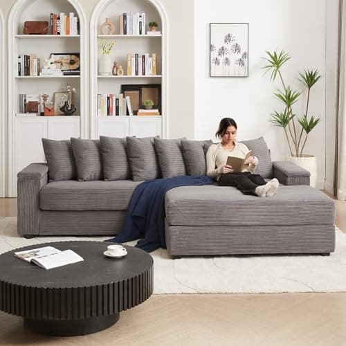 Oversized L-Shape Storage Couch, 104-inch Loveseat, Green Modular Sofa with Pillows for Living Room