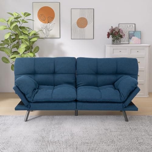 Memory Foam Sleeper Sofa Bed Blue