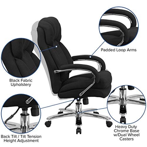 Hercules Series Black Swivel Office Chair with Loop Arms