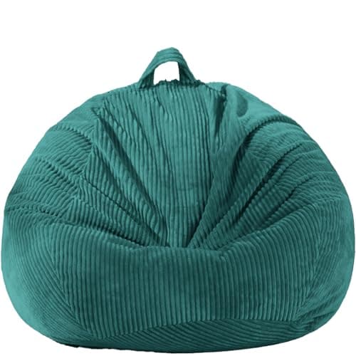 Giant Green Soft Corduroy Stuffed Animal Storage Bean Bag Chair