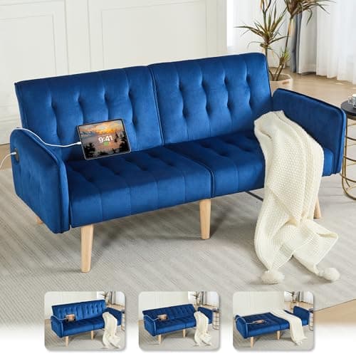 TYBOATLE 65" Convertible Futon Sofa Bed, Grey