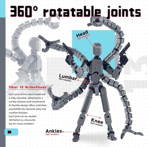 T13 Action Figure, Multi-Jointed Movable Desk Toy (Gray)