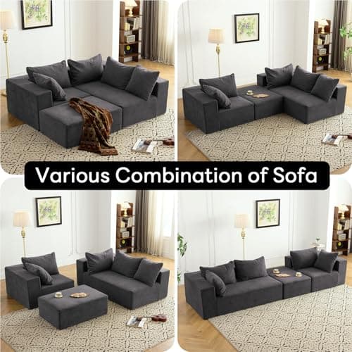 Vamcheer Modern L-Shaped Sectional Sofa with Chaise, Gray