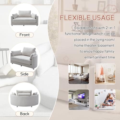 Antetek 2 in 1 Folding Sofa Bed, Comfy Game Lounger for Adults