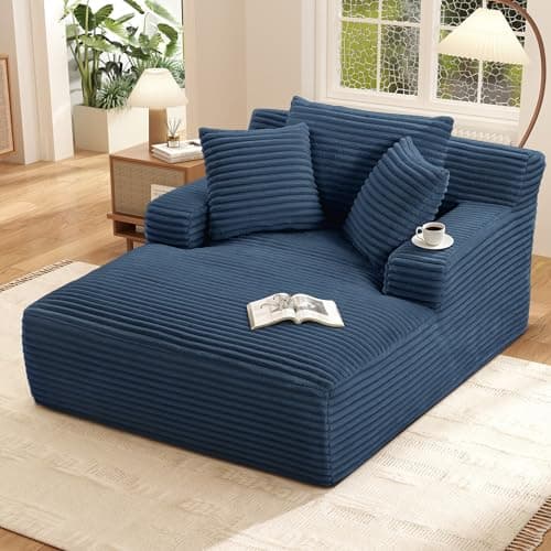 Fluffy Cloud Couch Oversized Chaise Lounge, Dark Grey, No Assembly, 400lbs Capacity