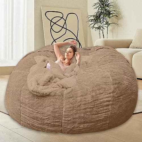 Giant Grey Bean Bag Chair for Adults & Kids, Filling-Free & Comfy