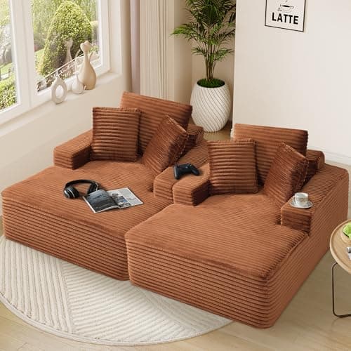 Dark Grey Oversized Faux Fur Chaise Lounge for Living Room - Comfy Backrest & 3 Pillows