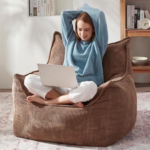 Giant Comfy Corduroy Bean Bag Chair with Armrests