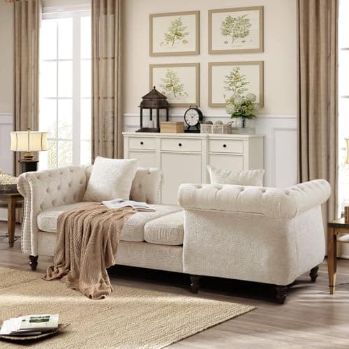 Antetek Mid Century Modern Loveseat Sofa Bed, Grey