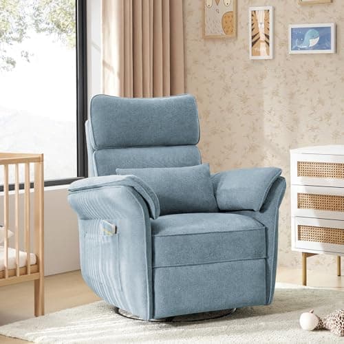 HULALAhome Mossy Green Nursery Glider Recliner with Storage