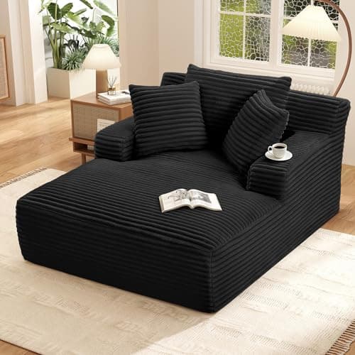 Fluffy Cloud Couch Oversized Chaise Lounge, Dark Grey, No Assembly, 400lbs Capacity