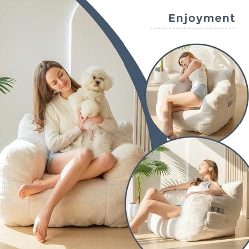 MAXYOYO Sherpa Tufted Bean Bag Chair, Living Room Sofa for Adults & Kids