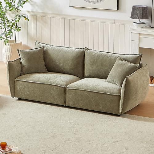 Antetek 88-inch Oversized Chenille Loveseat Sofa, Modern & Comfortable for Living Room, Bedroom & More, Black