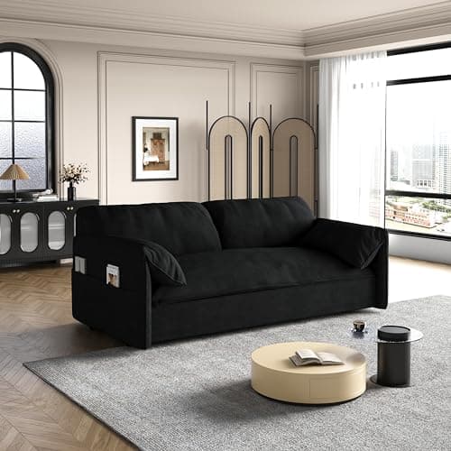 3-in-1 Convertible Sleeper Sofa Bed for Living Room with Side Pockets and Pillows