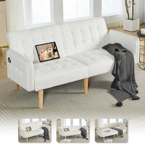 TYBOATLE 65" Convertible Futon Sofa Bed, Grey