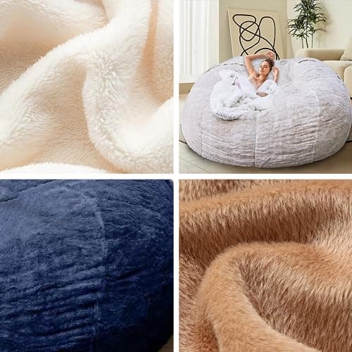 Giant Grey Bean Bag Chair for Adults & Kids, Filling-Free & Comfy