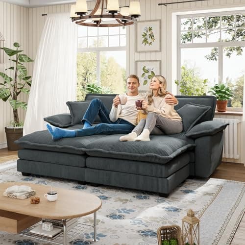 48-inch Modern Pink Chaise Lounge Sofa with Ottoman & Pillows