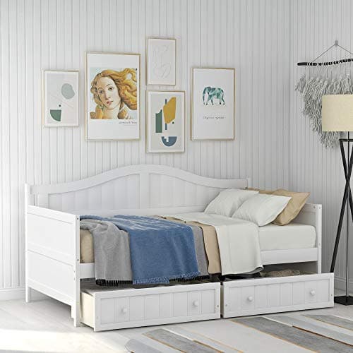 Twin Daybed with Storage, White, Easy Assembly, No Box Spring Needed