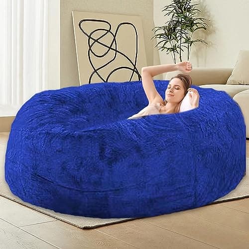 Giant Grey Bean Bag Chair for Adults & Kids, Filling-Free & Comfy