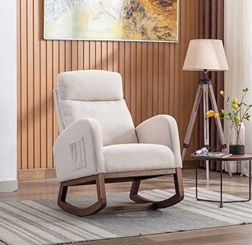 Antetek Beige Modern Accented Rocking Chair for Kids & Babies