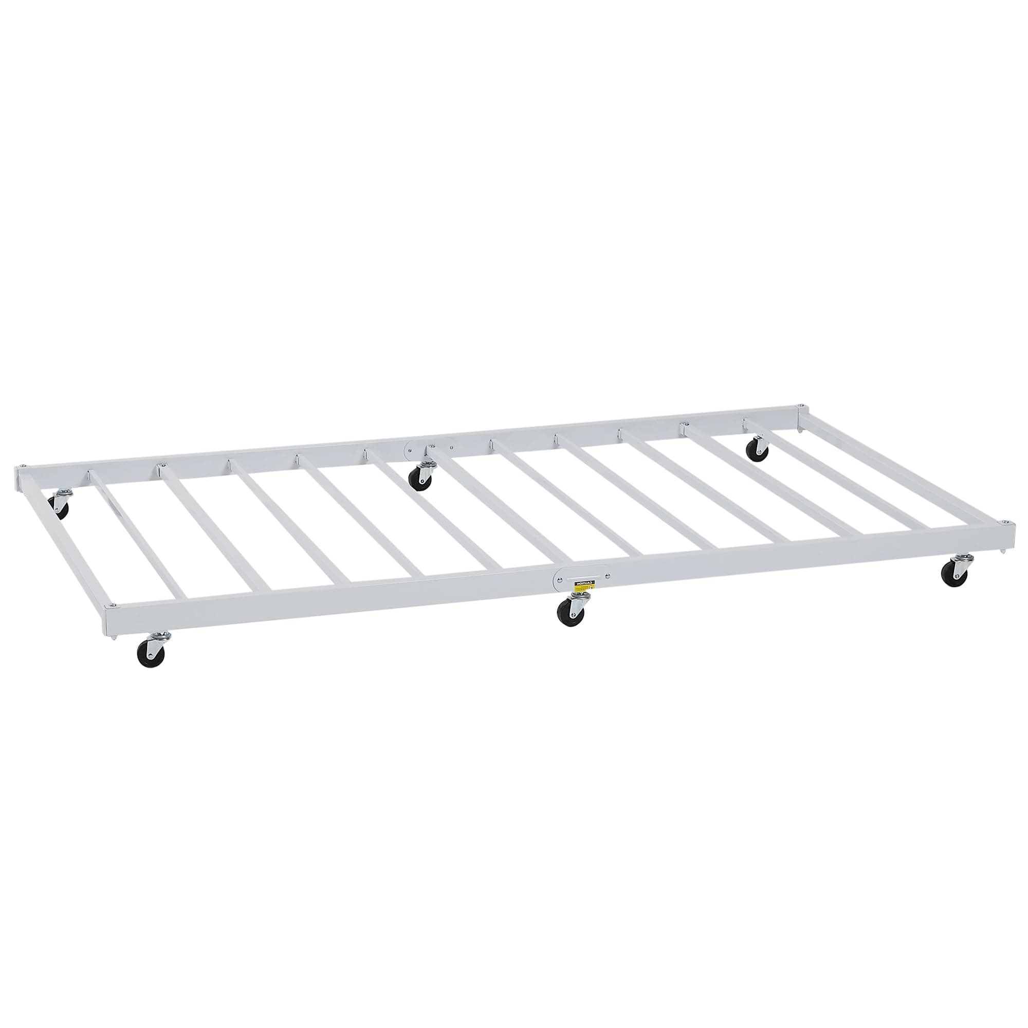 VECELO Twin Trundle Bed Frame with Lockable Casters & Enhanced Metal Support, White