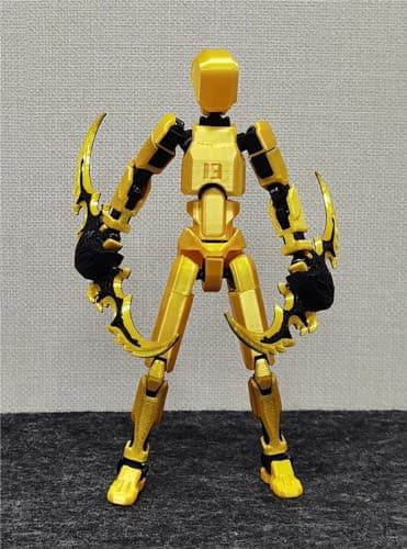 T13 Collectible 3D Printed Action Figure, Gold Black, Desktop Decor, Dummy 13 Robot