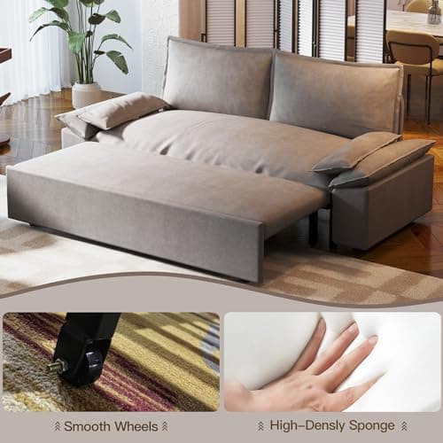 Antetek 3-in-1 Convertible Velvet Sleeper Sofa Bed with Side Pockets for Living Room