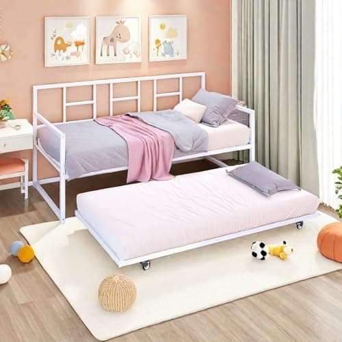 YITAHOME Adjustable Height Twin Daybed with Pull-Out Guest Bed, White