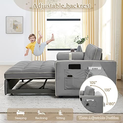 Convertible Velvet Sleeper Sofa Bed for Small Spaces