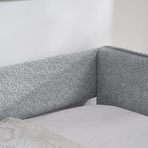 Twin Size Daybed with Trundle, Boucle Fabric, Grey, Easy Assembly