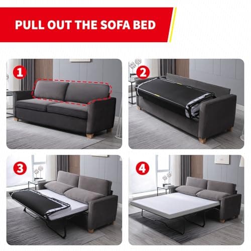 PUREMIND Full Size Velvet Pullout Bed Sleeper Sofa
