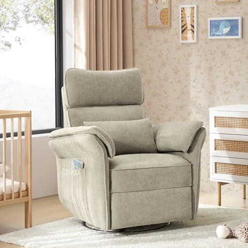 HULALAhome Mossy Green Nursery Glider Recliner with Storage