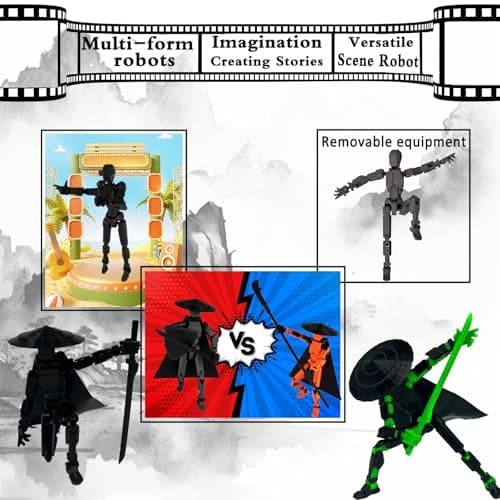T13 Action Figure Accessories, Dummy 13 Multi-Jointed 3D Printed Toys (Black)