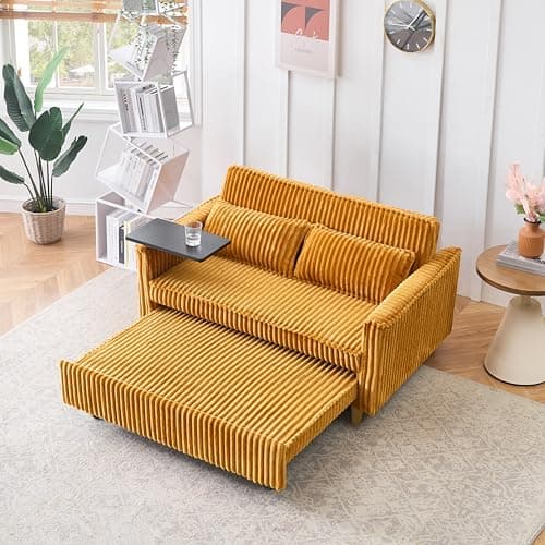 3-in-1 Queen Convertible Couch Bed Velvet Sleeper Sofa for Living Room