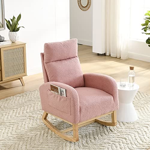 Modern White Fabric Nursery Rocking Glider Chair
