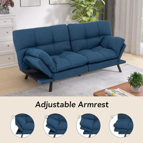 Memory Foam Sleeper Sofa Bed Blue
