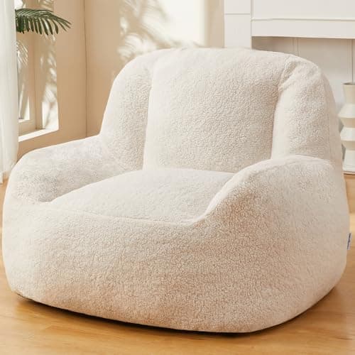 Homguava Giant Bean Bag Chair for Adults, Dark Grey Lazy Lounger with Filler Included