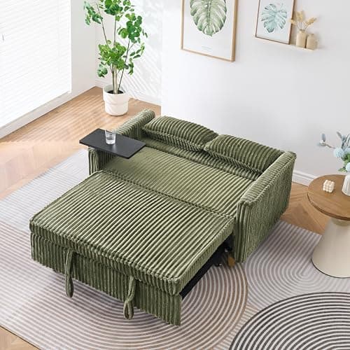 Eafurn 3-in-1 Convertible Pull-Out Sofa Bed with Storage Armrest
