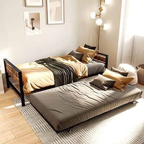 YITAHOME Adjustable Height Twin Daybed with Pull-Out Guest Bed, White
