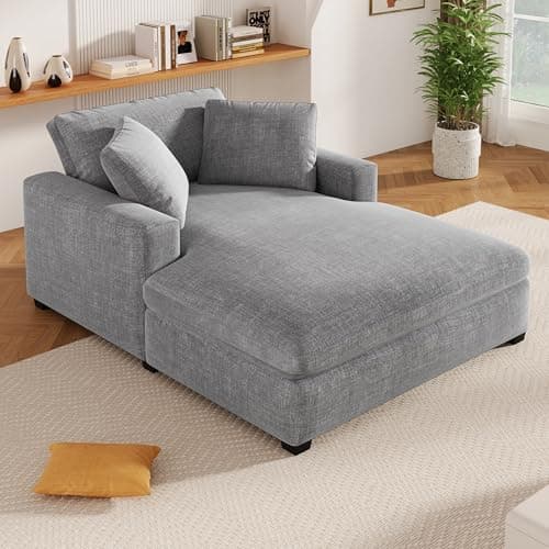 Modern 55" Oversized Chaise Lounger, Chenille Fabric Sleeper Sofa Couch for Living Room, Bedroom and Office (Blue-gray/55)  
Modern 55" Chaise Lounger, Chenille Fabric Sleeper Sofa Couch with Charge Station for Living Room, Bedroom and Office (Blue-g