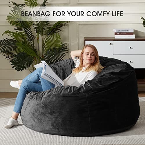 Homguava Memory Foam Bean Bag Chair: Large Dutch Velvet Covered Beanbag Sofa